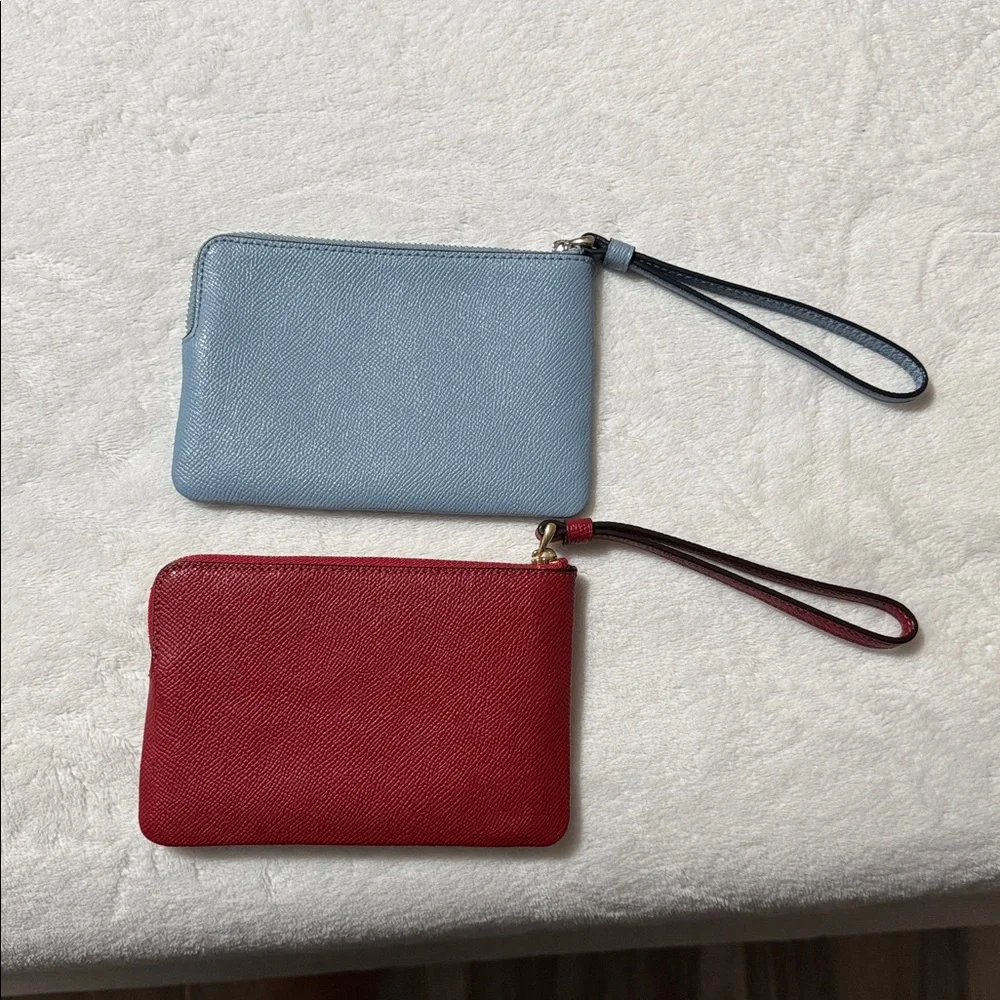 Coach Red and blue Leather Wristlet Duo